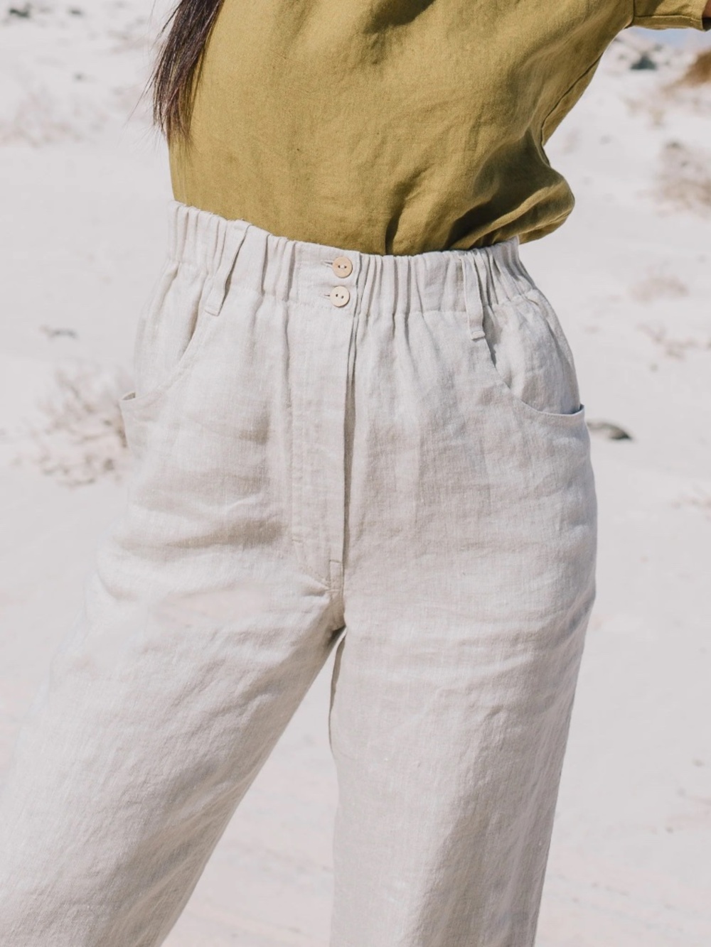 notPERFECTLINEN Natural Linen High-Waist Trousers